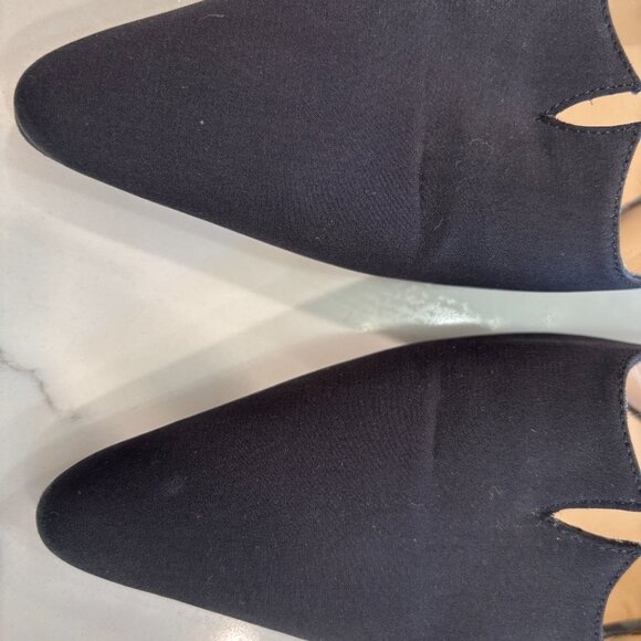 Manolo Blahnik Black Satin Faille Kitten Heel Slides / Mules - Sz 37 .5 - Picture 5 of 7